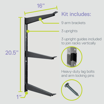 Wide 3-Tier Heavy Duty Wall Storage Rack