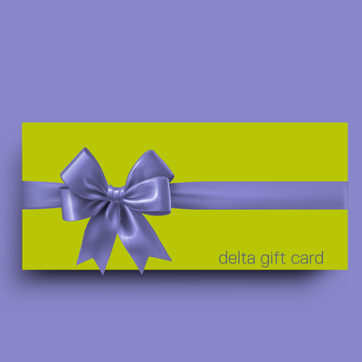 Gift card with a purple bow on a green background