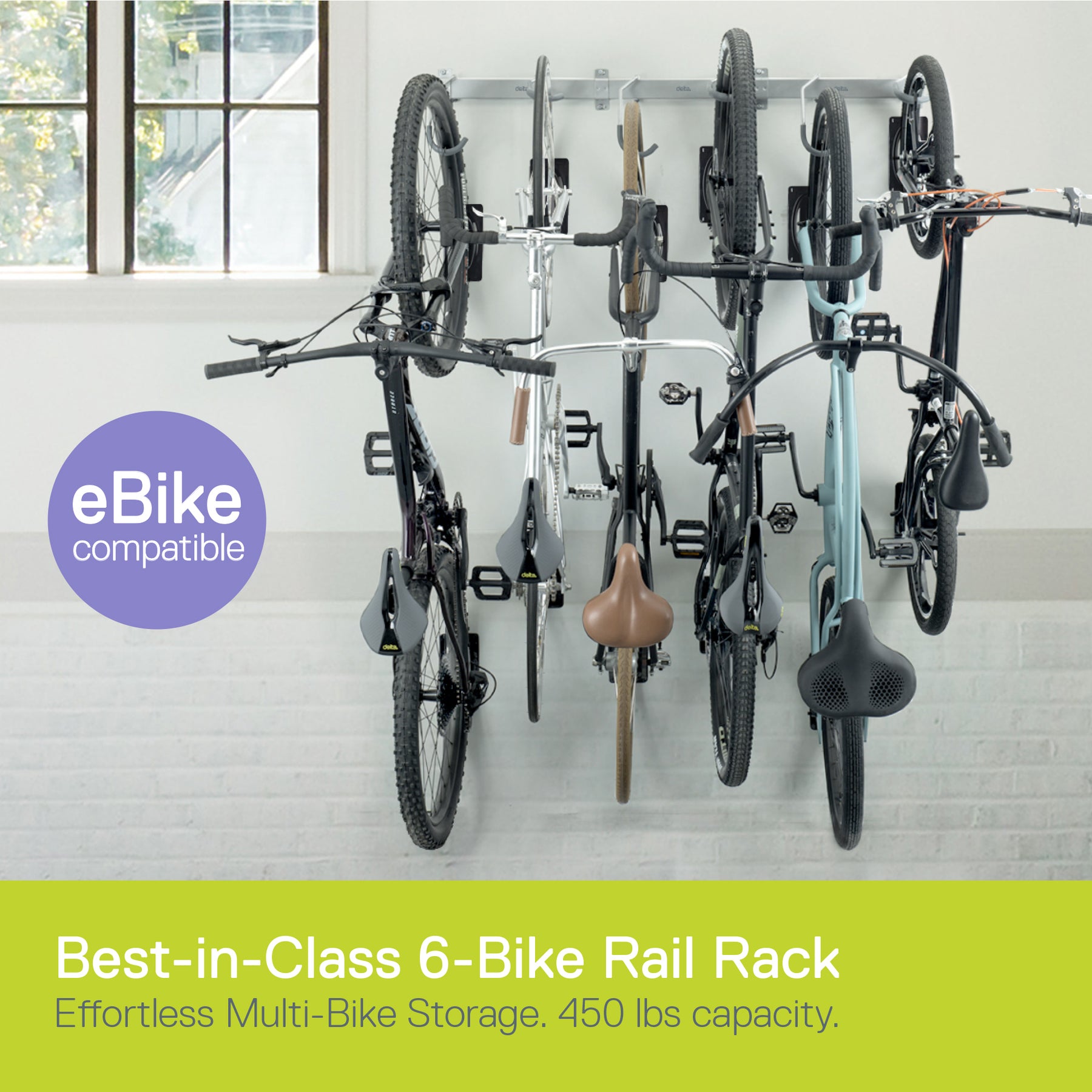 Six Bike Wall Mounted Rail Rack – Delta Cycle