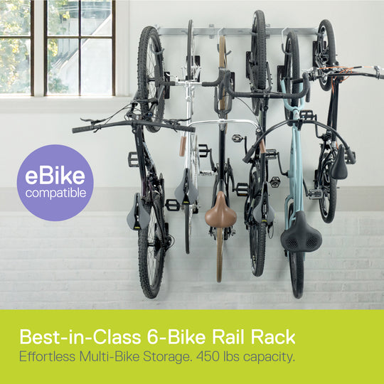 Six Bike Wall Mounted Rail Rack – Delta Cycle