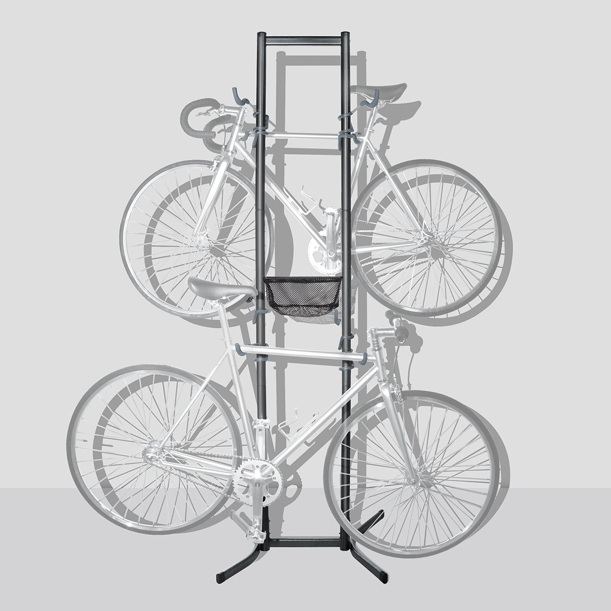 Four Bike Free-Standing Rack with Basket