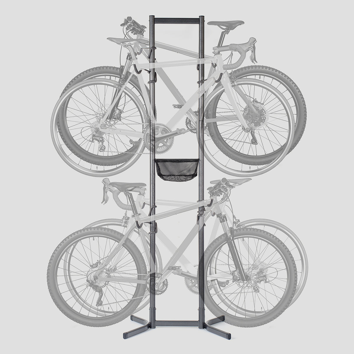 Four Bike Free-Standing Rack with Basket | Delta Cycle