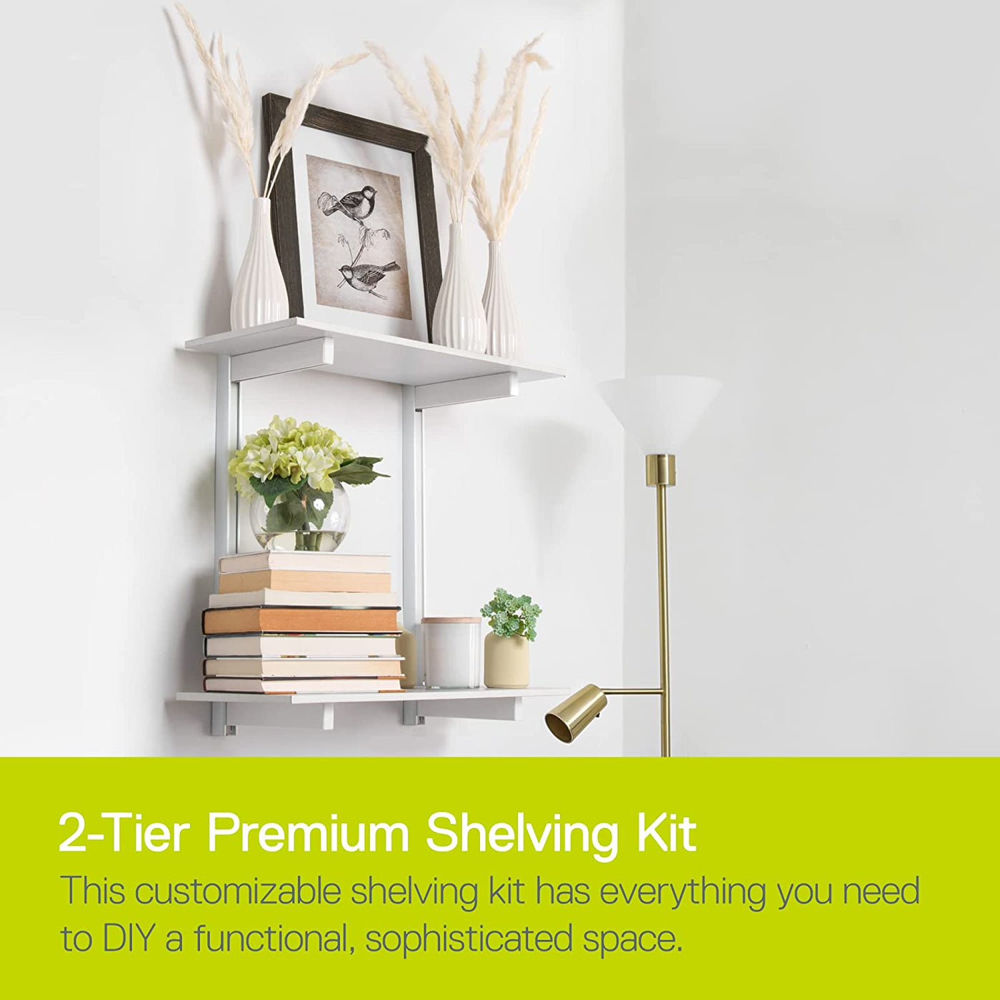 2-Tier Premium Shelving Kit, White