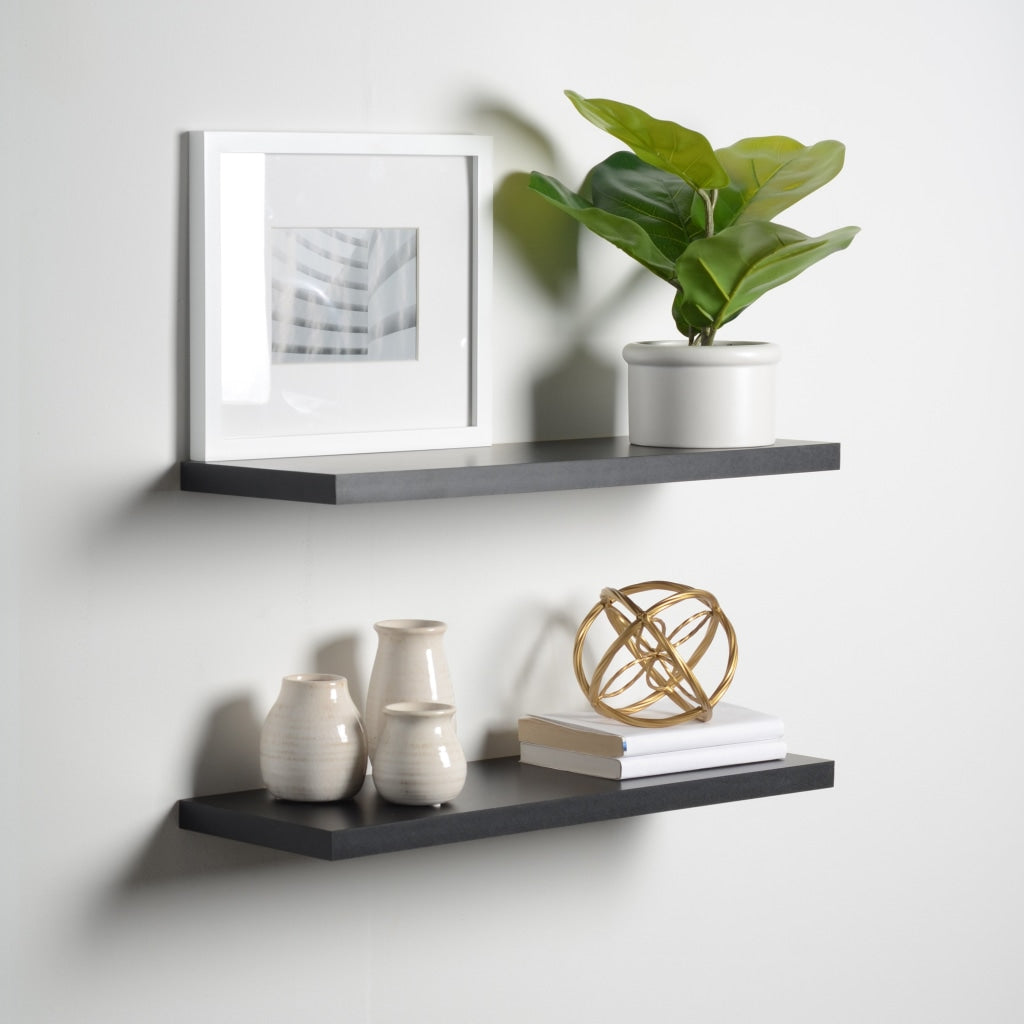 Floating Shelves (2 Pack) Black 1 Thick 2 Sizes Available 8 D X 24 W H Shelving